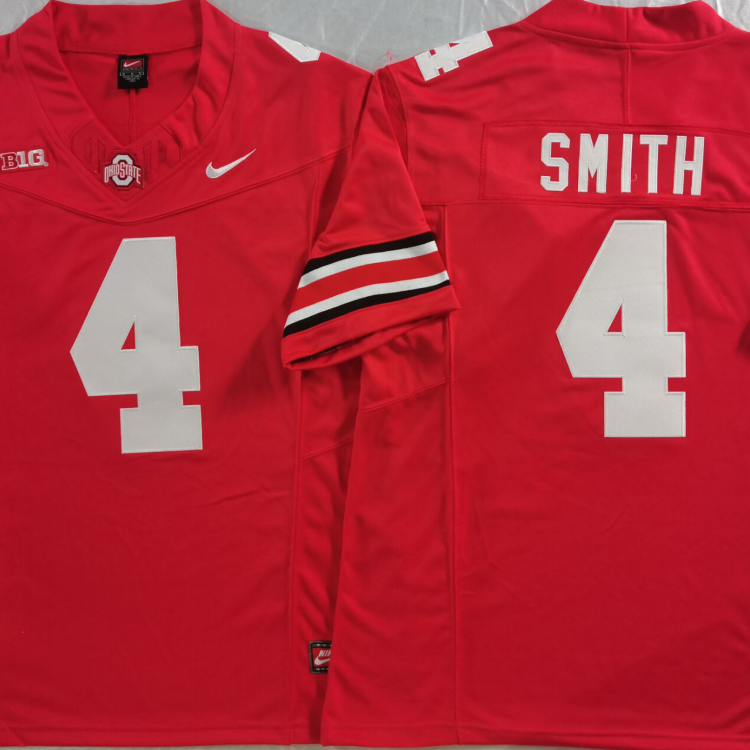 Ohio State Buckeyes Red #4 SMITH Stitched Jersey