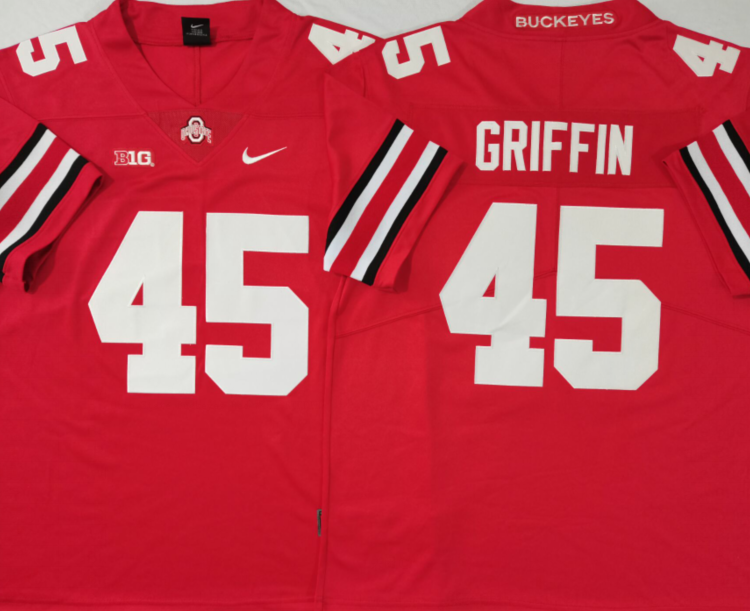 Ohio State Buckeyes Red #45 GRIFFIN Stitched Jersey