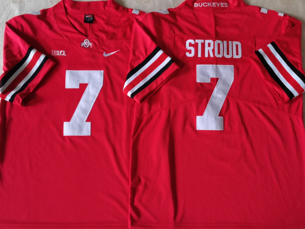 Ohio State Buckeyes Red #7 STROUD Stitched Jersey