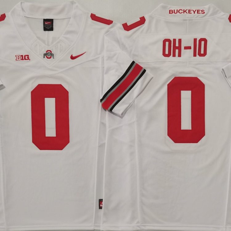 Ohio State Buckeyes White #0 OH-IO Stitched Jersey