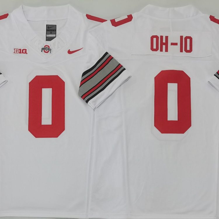 Ohio State Buckeyes White #0 OH-IO Stitched Jersey