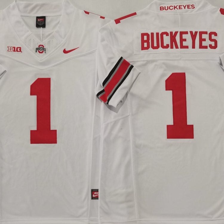 Ohio State Buckeyes White #1 BUCKEYES Stitched Jersey