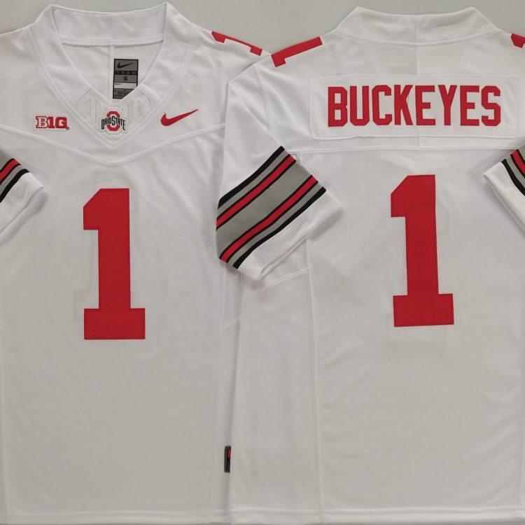 Ohio State Buckeyes White #1 BUCKEYES Stitched Jersey