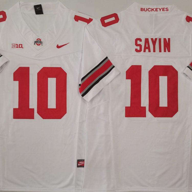 Ohio State Buckeyes White #10 SAYIN Stitched Jersey