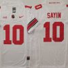 Ohio State Buckeyes White #10 SAYIN Stitched Jersey
