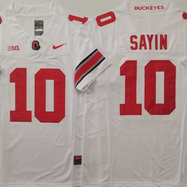 Ohio State Buckeyes White #10 SAYIN Stitched Jersey