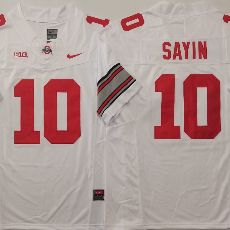 Ohio State Buckeyes White #10 SAYIN Stitched Jersey