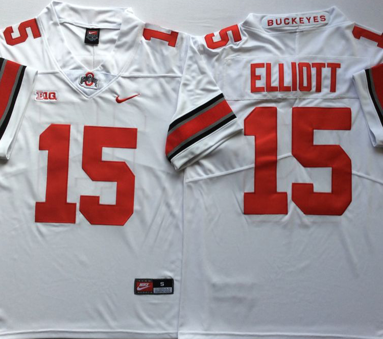 Ohio State Buckeyes White #15 ELLIOTT Stitched Jersey