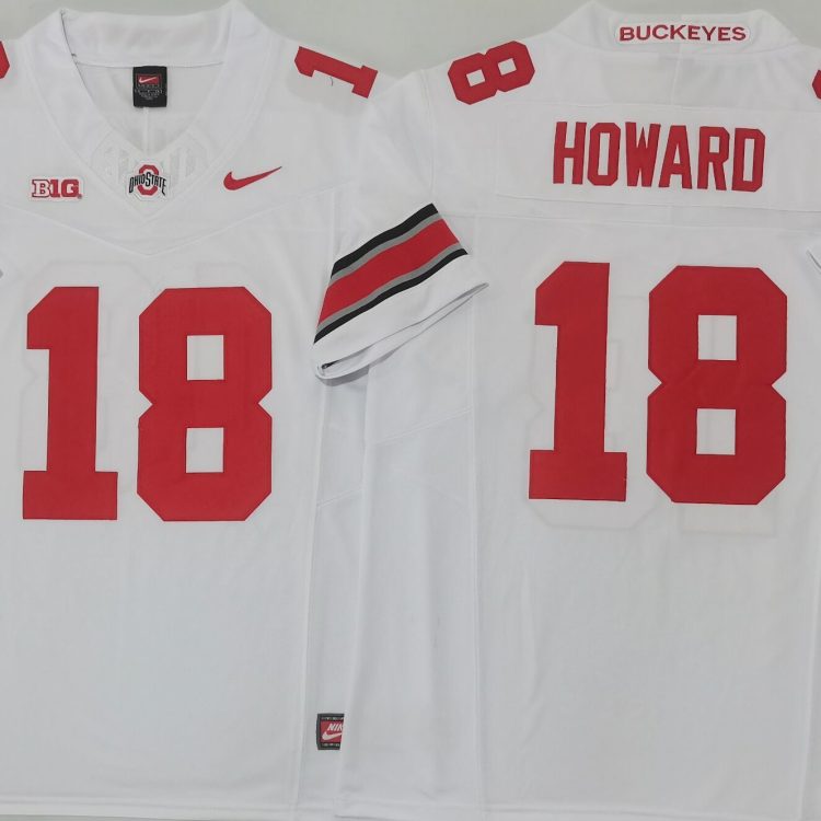 Ohio State Buckeyes White #18 HOWARD Stitched Jersey