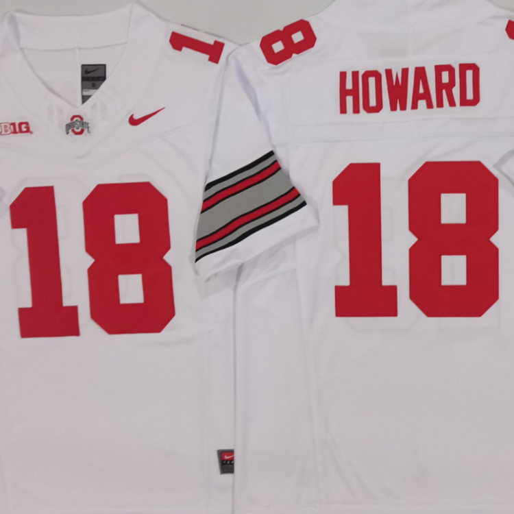 Ohio State Buckeyes White #18 HOWARD Stitched Jersey