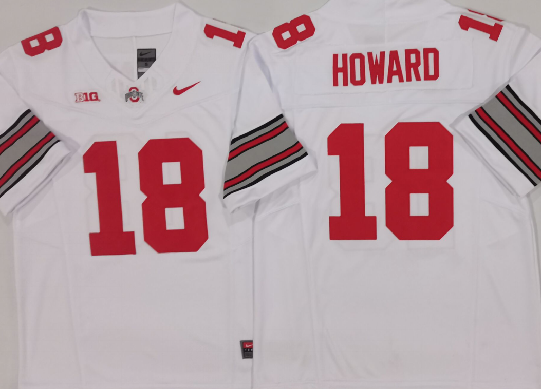 Ohio State Buckeyes White #18 HOWARD