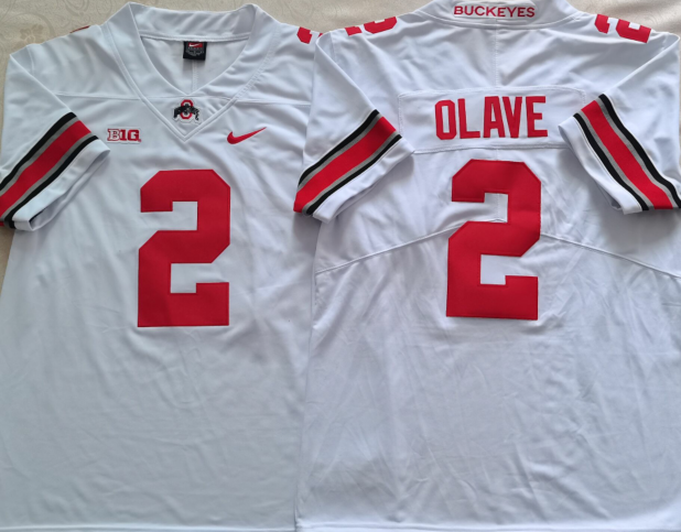 Ohio State Buckeyes White #2 OLAVE Stitched Jersey