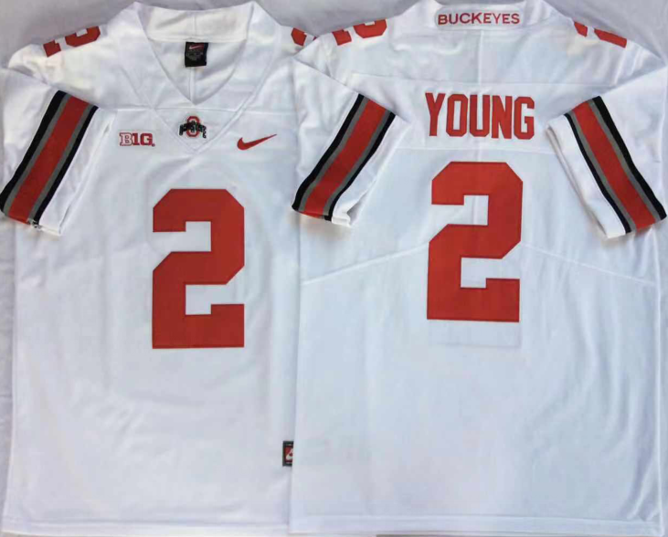 Ohio State Buckeyes White #2 YOUNG Stitched Jersey
