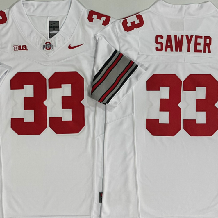 Ohio State Buckeyes White #33 SAWYER Stitched Jersey