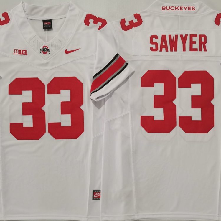 Ohio State Buckeyes White #33 SAWYER Stitched Jersey