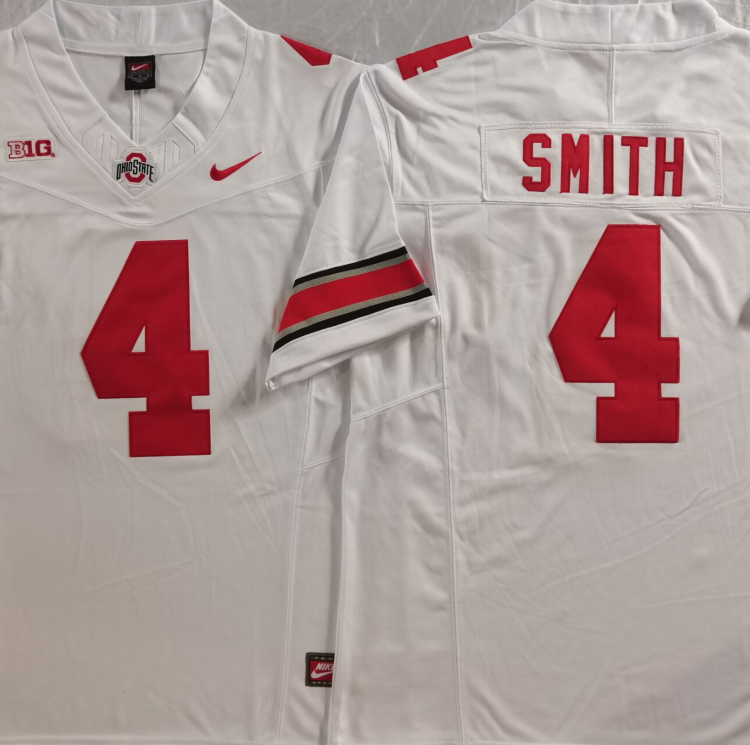 Ohio State Buckeyes White #4 SMITH Stitched Jersey