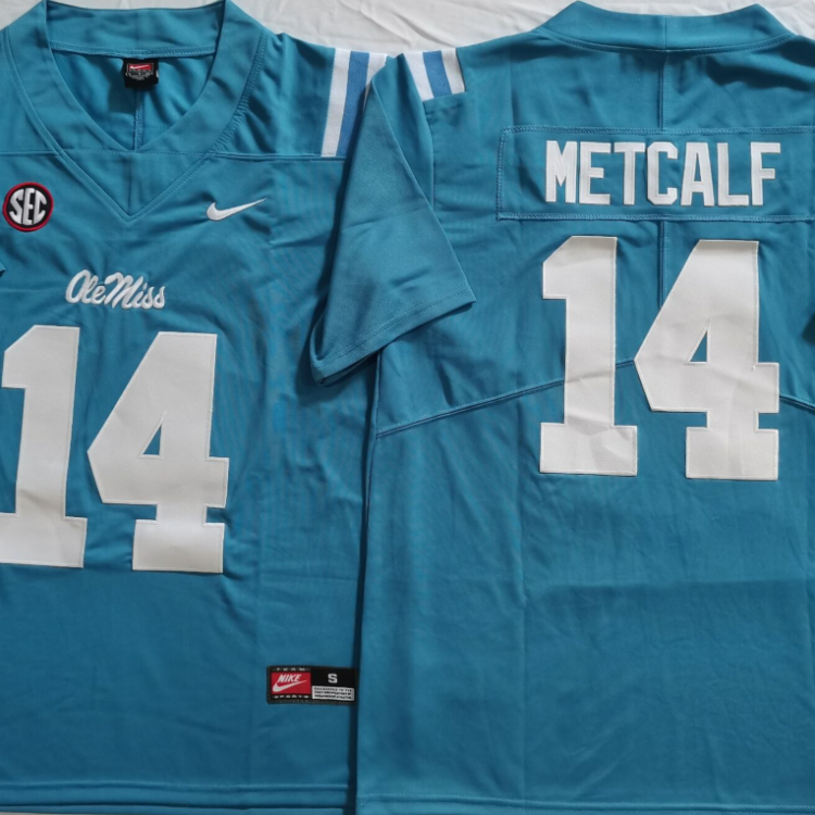 Ole Miss Rebels Blue #14 METCALF Stitched Jersey