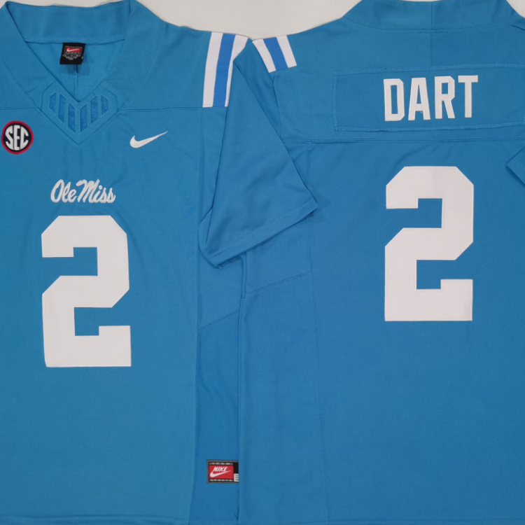 Ole Miss Rebels Blue #2 DART Vapor FUSE Stitched Jersey