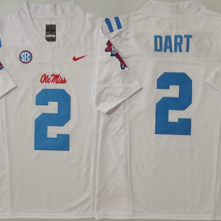 Ole Miss Rebels White #2 DART Stitched Jersey