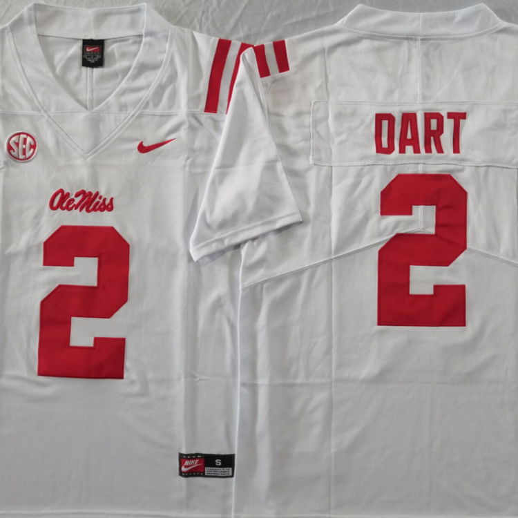Ole Miss Rebels White #2 DART Stitched Jersey
