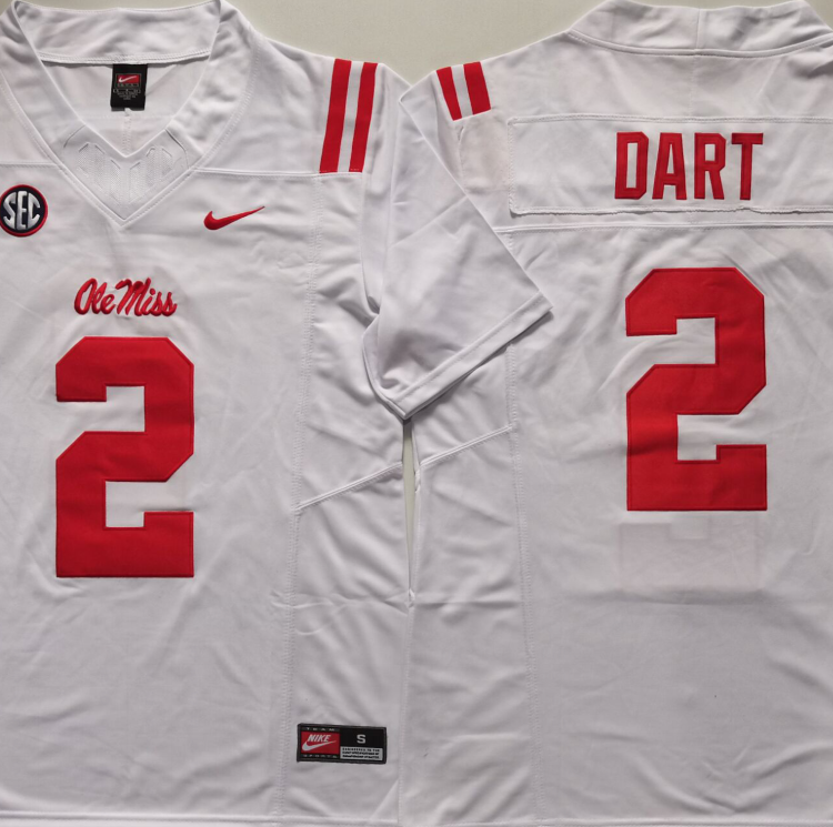 Ole Miss Rebels White #2 DART Stitched Jersey