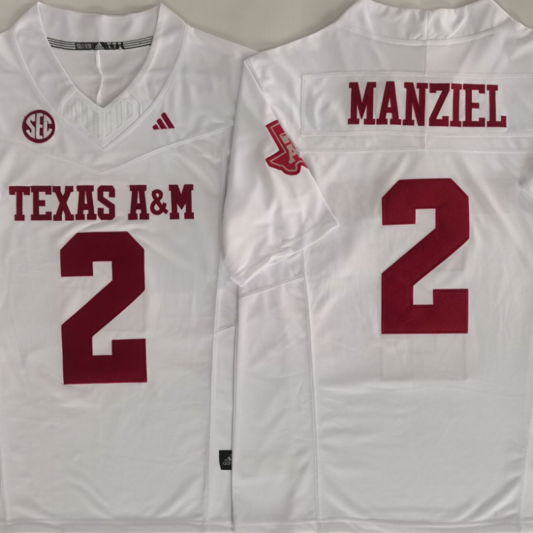 Texas A&M Aggies White #2 MANZIEL Stitched Jersey