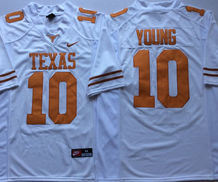 Texas Longhorns White #10 YOUNG Stitched Jeresy