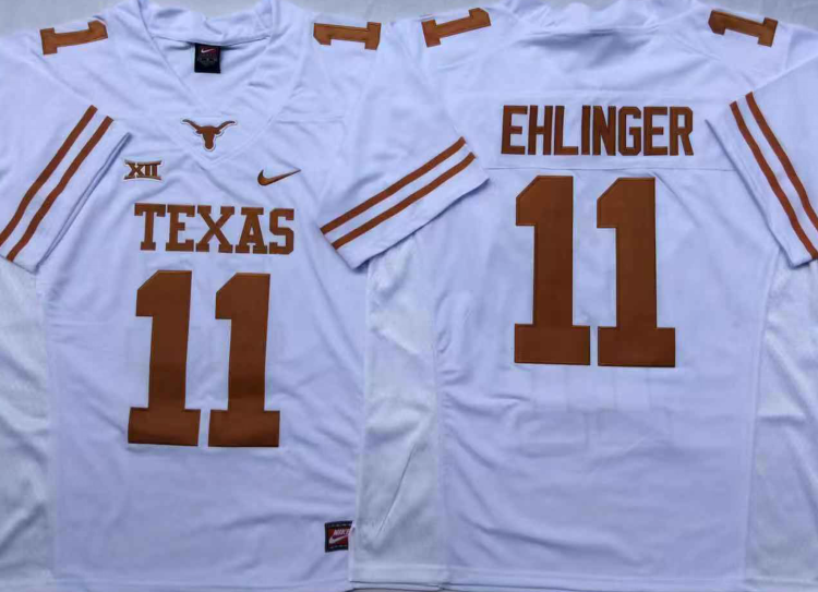 Texas Longhorns White #11 EHLINGER Stitched Jeresy