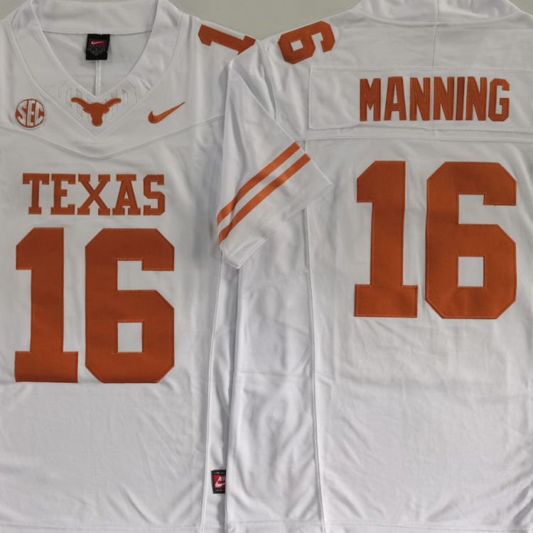 Texas Longhorns White #16 MANNING Stitched Jeresy