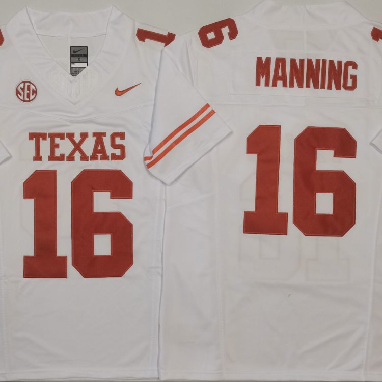 Texas Longhorns White #16 MANNING Stitched Jeresy