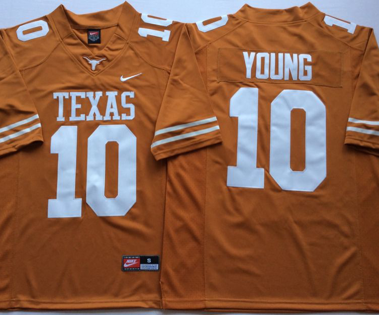 Texas Longhorns YELLOW #10 YOUNG Stitched Jersey