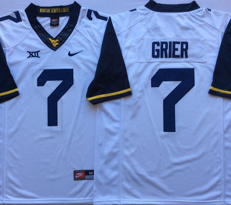 West Virginia Mountaineers White #7 GRIER Stitched Jersey