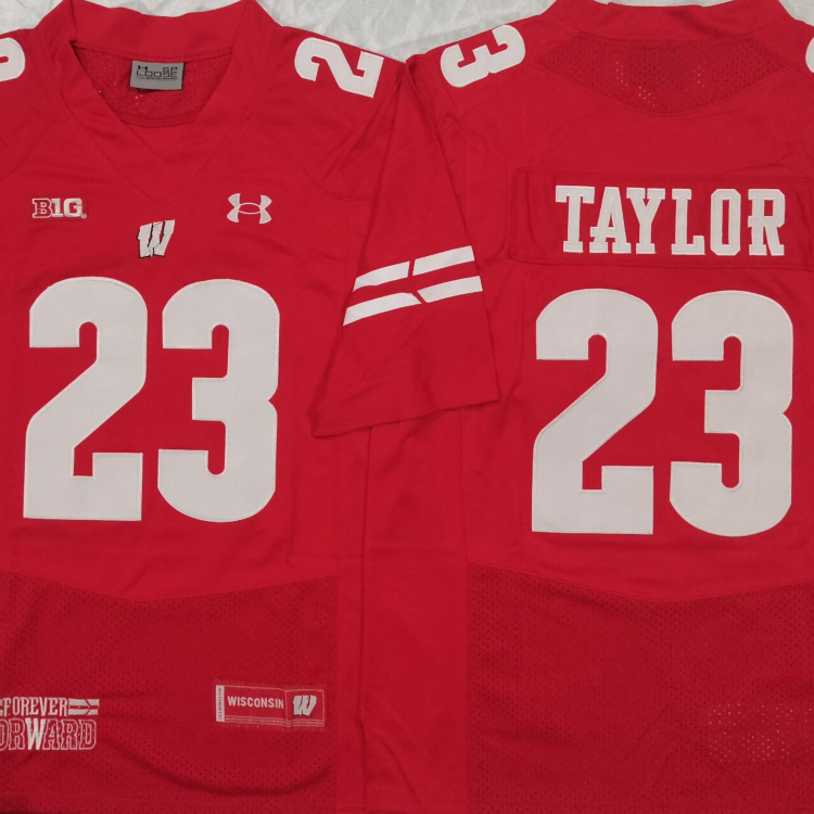 Wisconsin Badgers Red #23 TAYLOR Stitched Jersey