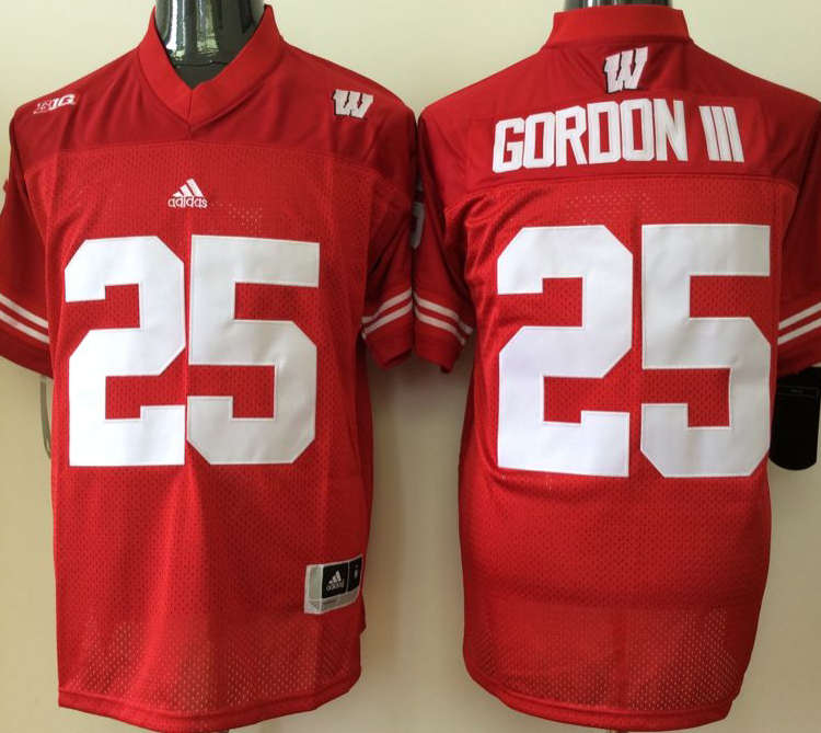 Wisconsin Badgers Red #25 Gordon III Stitched Jersey