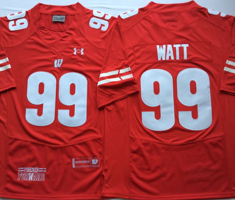 Wisconsin Badgers Red #99 WATT Stitched Jersey