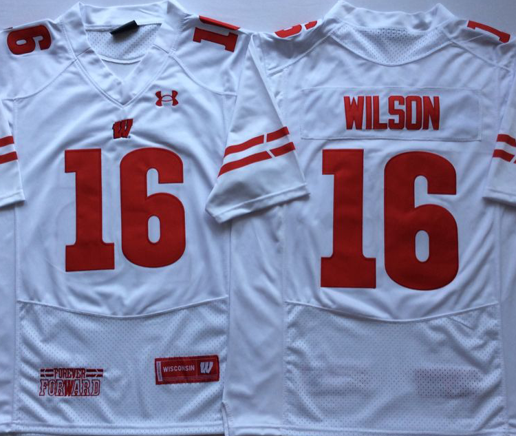 Wisconsin Badgers White #16 WILSON Stitched Jersey