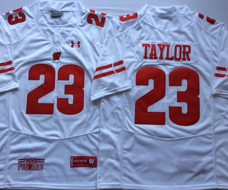 Wisconsin Badgers White #23 TAYLOR Stitched Jersey