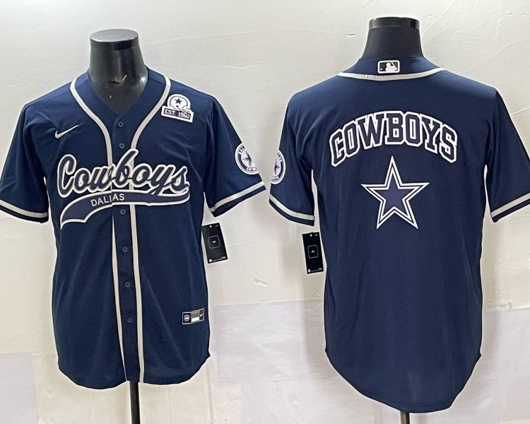 Men's Dallas Cowboys navy team blank baseball jersey