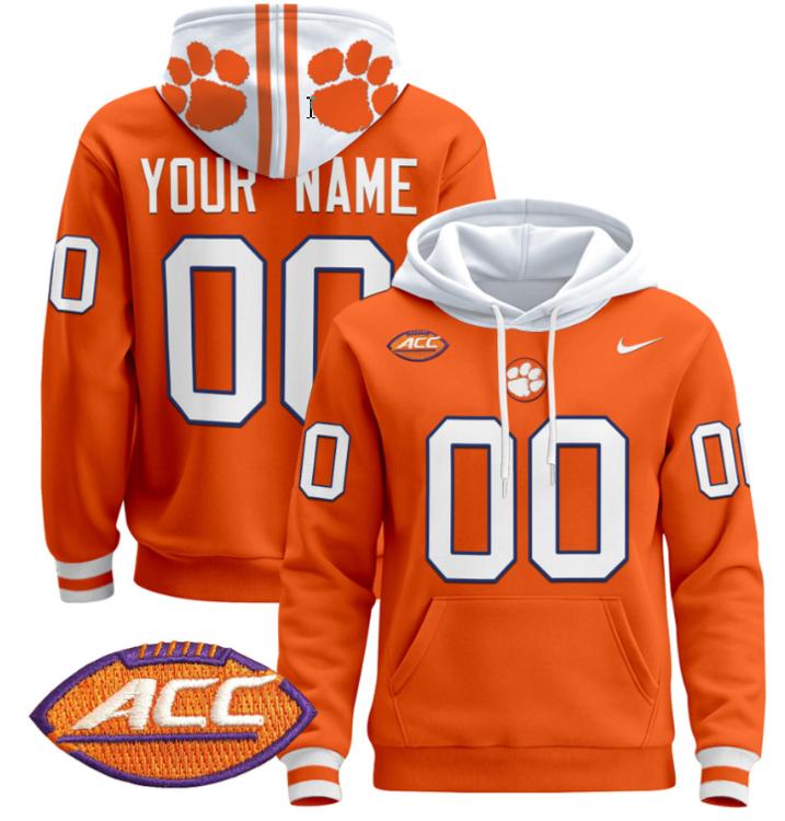 Unisex Custom Clemson Tigers Football Hoodie All Stitched