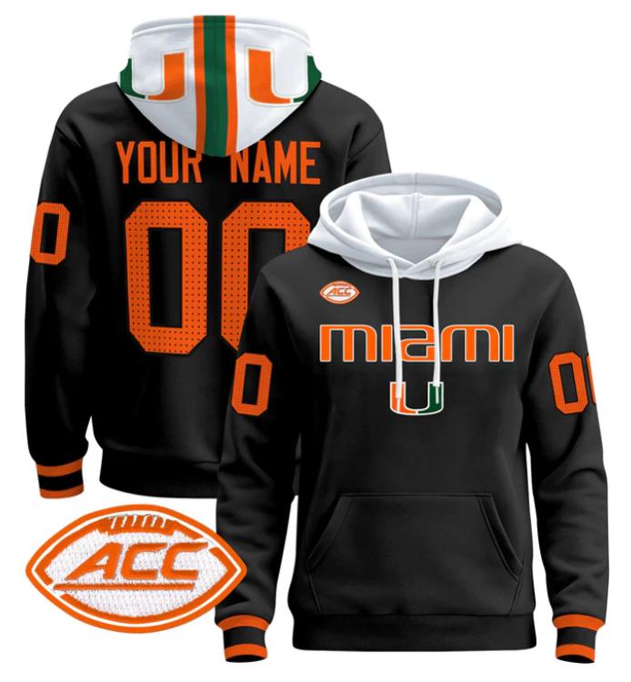 Unisex Custom Miami Hurricanes Football Hoodie All Stitched