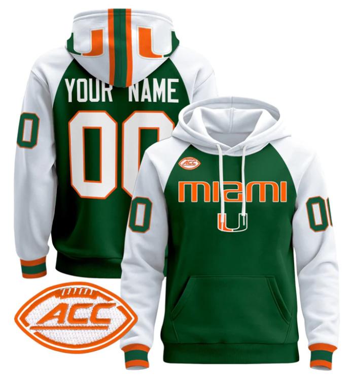 Unisex Custom Miami Hurricanes Football Hoodie All Stitched