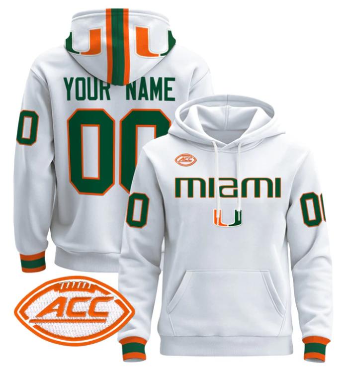 Unisex Custom Miami Hurricanes Football Hoodie All Stitched