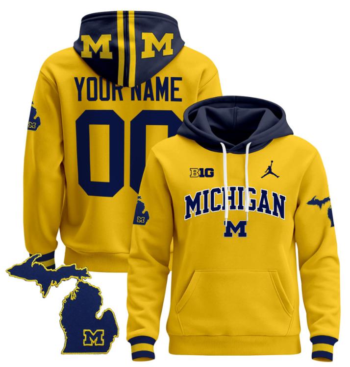 Unisex Custom Michigan Wolverines Football Hoodie All Stitched