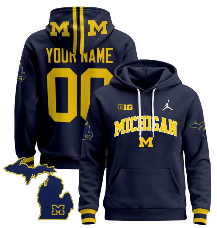 Unisex Custom Michigan Wolverines Football Hoodie All Stitched