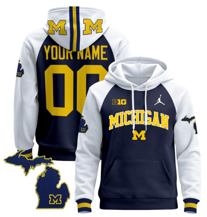 Unisex Custom Michigan Wolverines Football Hoodie All Stitched