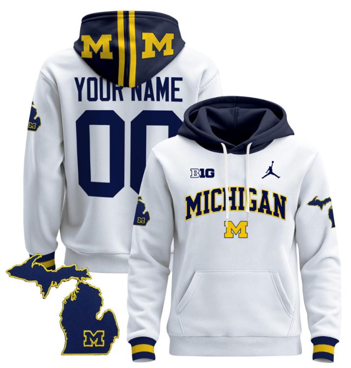 Unisex Custom Michigan Wolverines Football Hoodie All Stitched