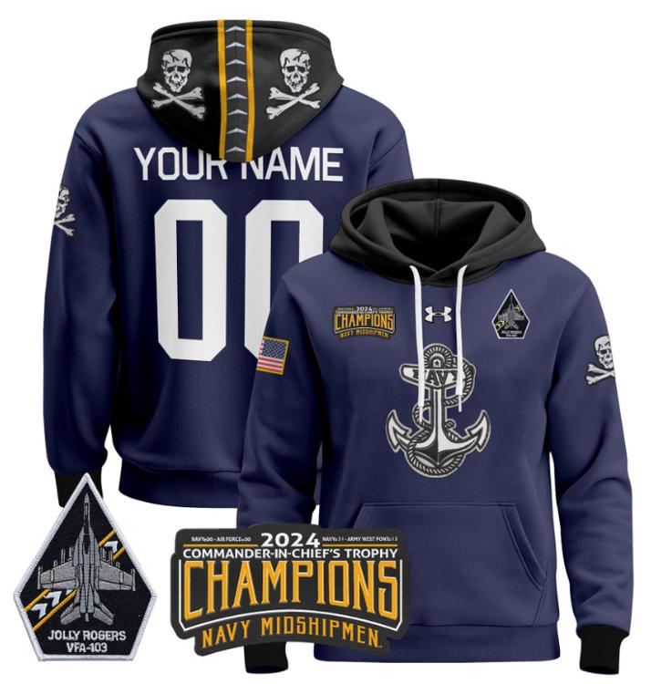 Unisex Custom Navy Midshipmen Football Hoodie All Stitched