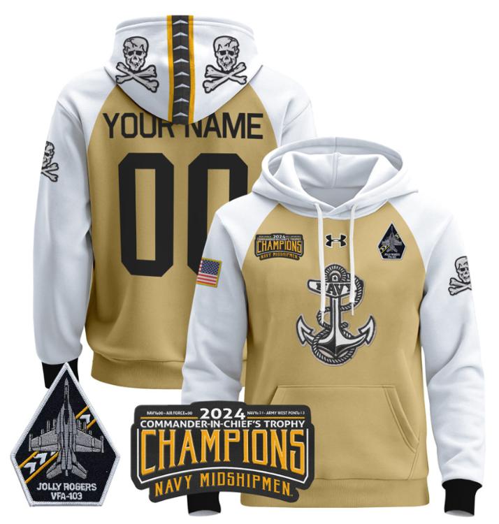 Unisex Custom Navy Midshipmen Football Hoodie All Stitched