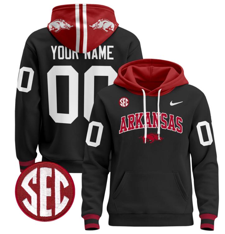 Unisex Custom Arkansas Razorbacks Football Hoodie All Stitched