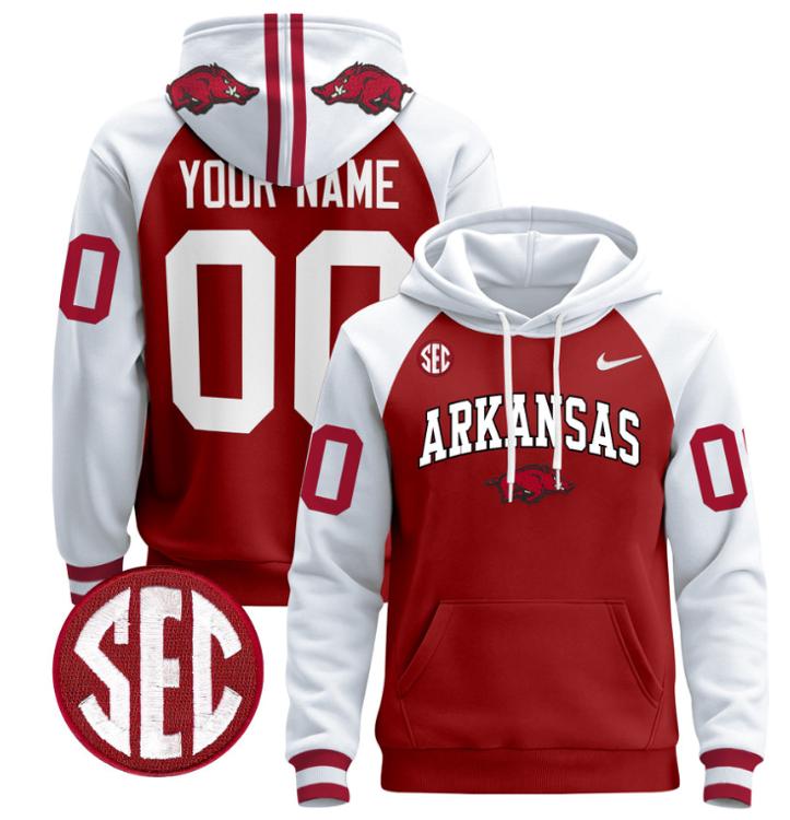 Unisex Custom Arkansas Razorbacks Football Hoodie All Stitched